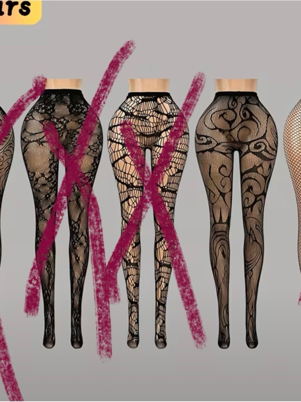 Women's Sheer Patterned Fishnet Tights - Black